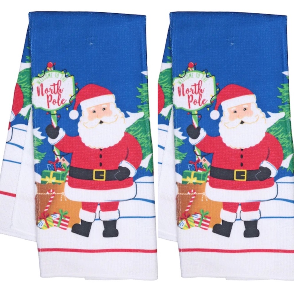 NWT CHRISTMAS SANTA KITCHEN TOWEL SET OF 2